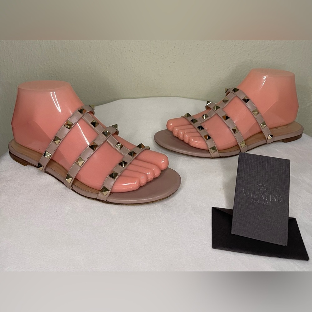 Authentic Valentino Garavini Rockstud Leather Sandals sz 37